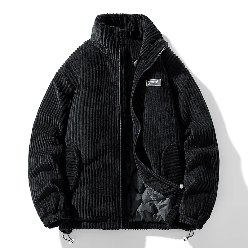 男性冬コーデュロイパファージャケット暖かい厚いパーカーコート - Streetwear Brand Clothing のレビューと価格