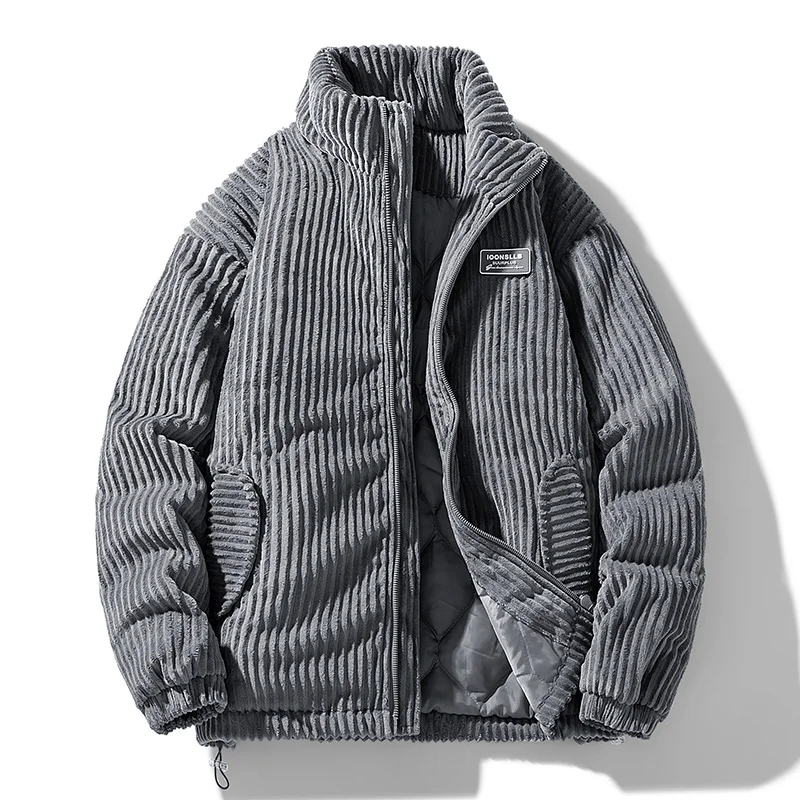 男性冬コーデュロイパファージャケット暖かい厚いパーカーコート - Streetwear Brand Clothing のレビューと価格